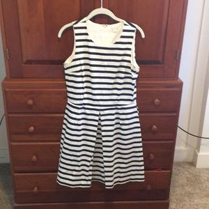 Striped A-Line Knee Length Dress With Pockets